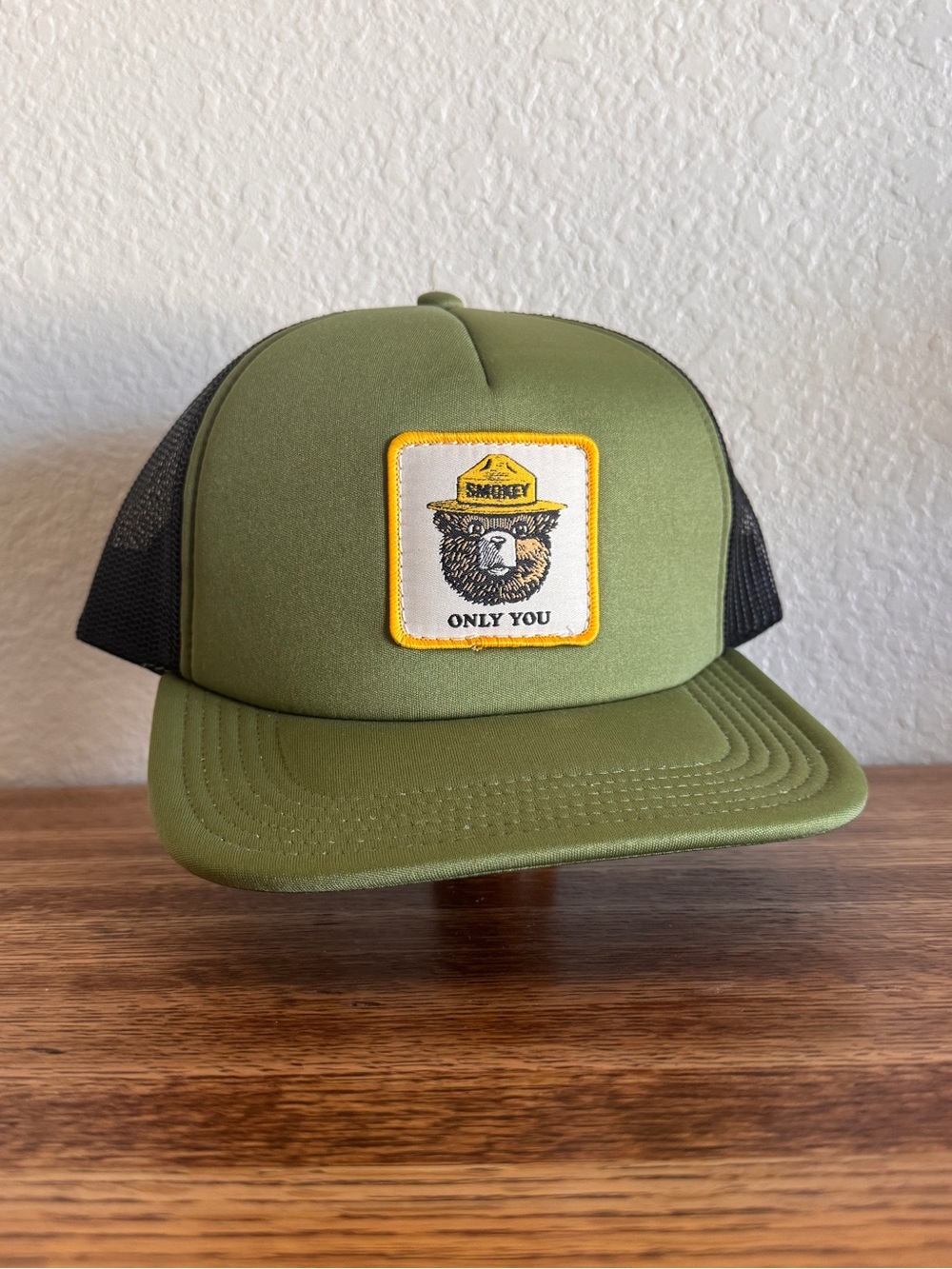 Smokey Bear Olive Green Outdoor Snap Back Hat